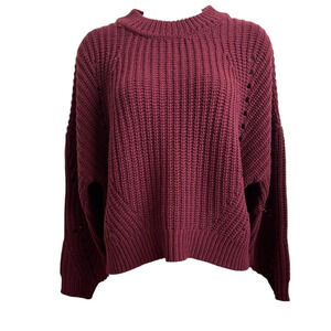 Ladies Eloquii Burgundy Chunky Mock Neck Sweater, Size 14/16